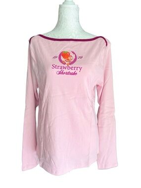 Strawberry Shortcake Long Sleeve Graphic Tee Pink 2X Plus Size Y2K Retro Cartoon